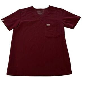Figs Technical Collection Scrubs Top, Size XS, Burgundy